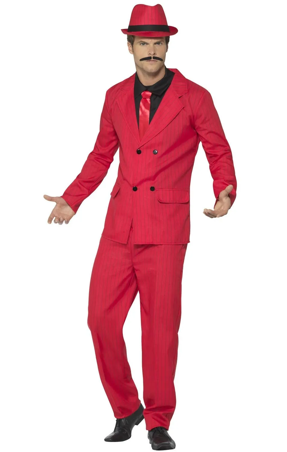 Zoot Suit Mens Red Pinstripe Gangster Costume