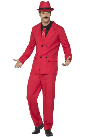 Zoot Suit Mens Red Pinstripe Gangster Costume