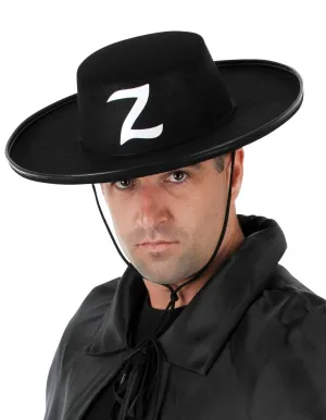 Zorro Adults Black Feltex Costume Hat
