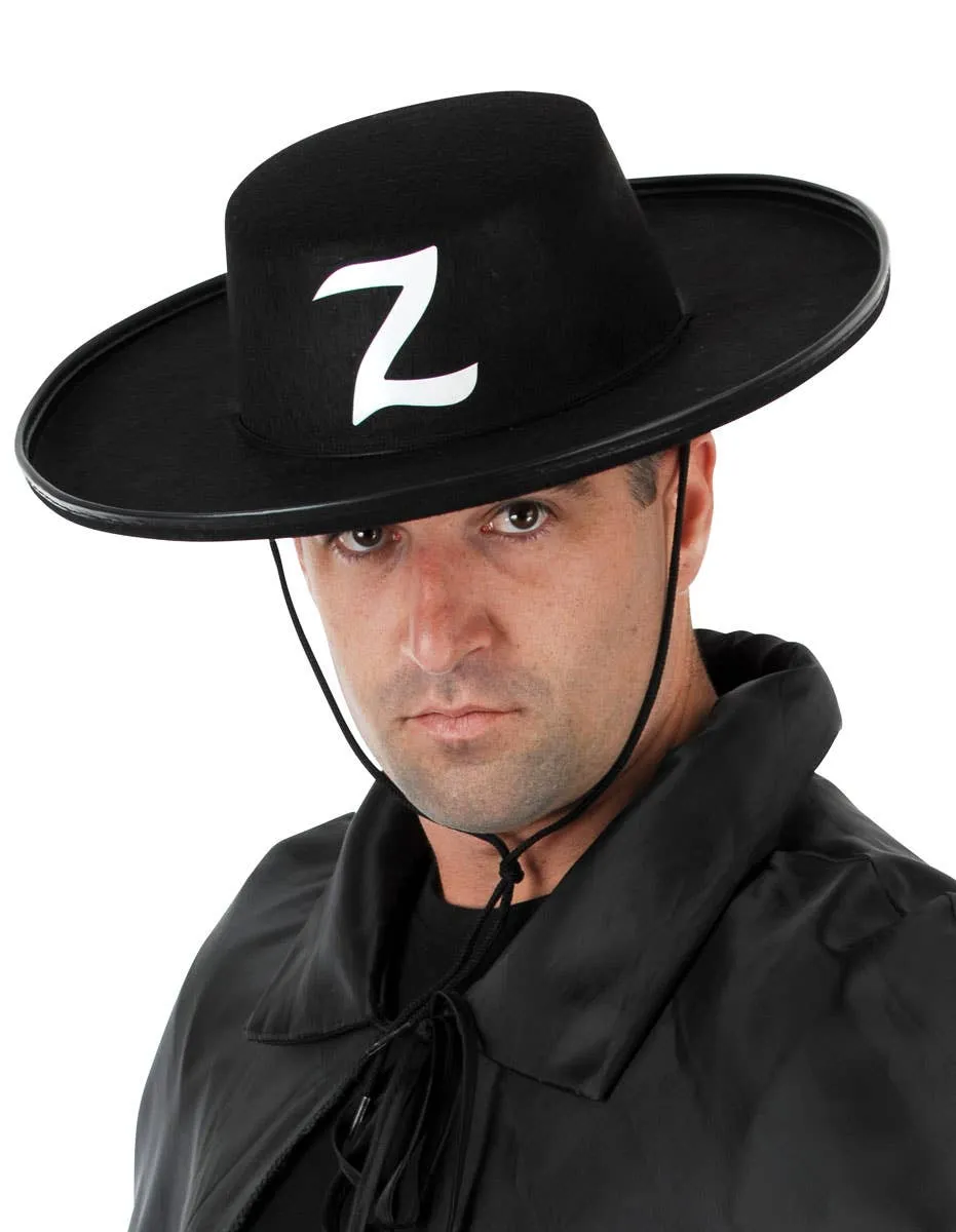Zorro Adults Black Feltex Costume Hat